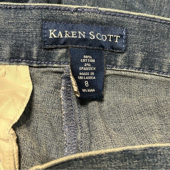Karen Scott Blue Denim Stretch Capri’s Women’s Size 8 - Picture 7 of 8